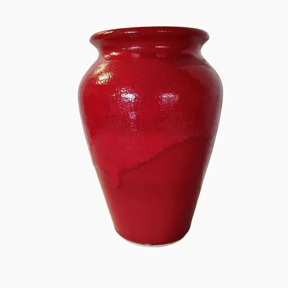 Chinese Red Kit Vanderwal Vase 7.5 Lantern Hill Seagrove North Carolina Pottery